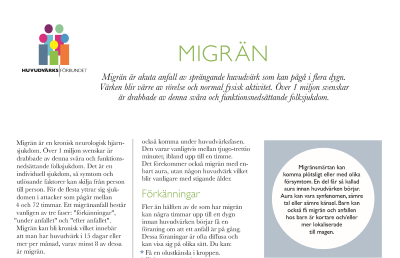 Huvudvärksförbundets infoblad om Migrän